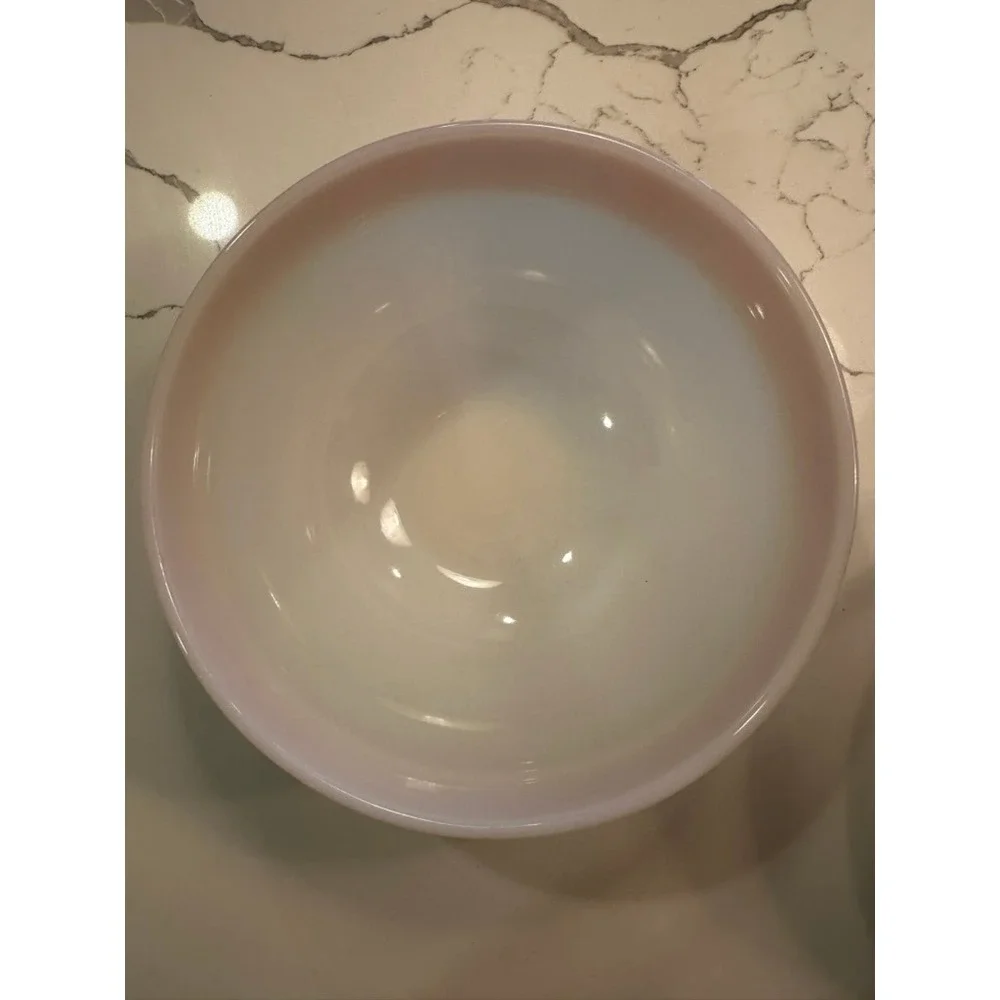 Fire-King Milk Glass Mixing Bowl Peach‎ Band Vintage Oven Ware 8.5 Inch USA